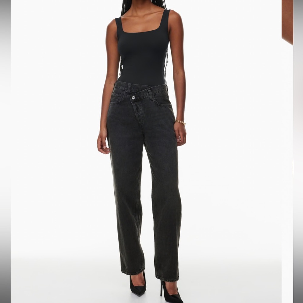 Agolde Black Straight Leg Jeans High-Waisted